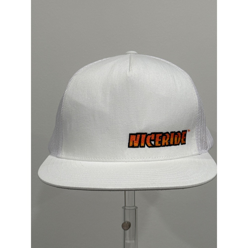 Niceride Trucker Hat Mens OSFA White Good Snapback Flat Brim Mesh Yupoong Logo